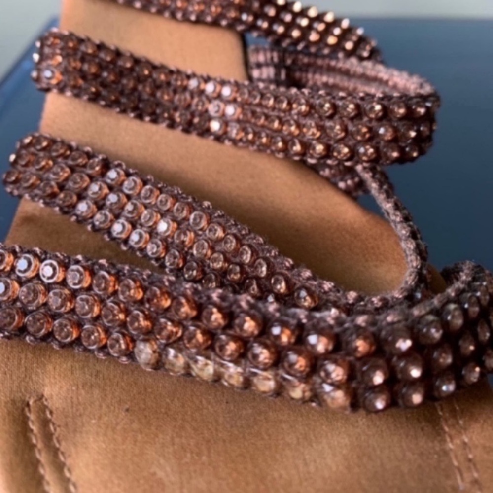 Charles Jourdan Vintage Brown Rhinestone Wedges - Picture 7 of 12